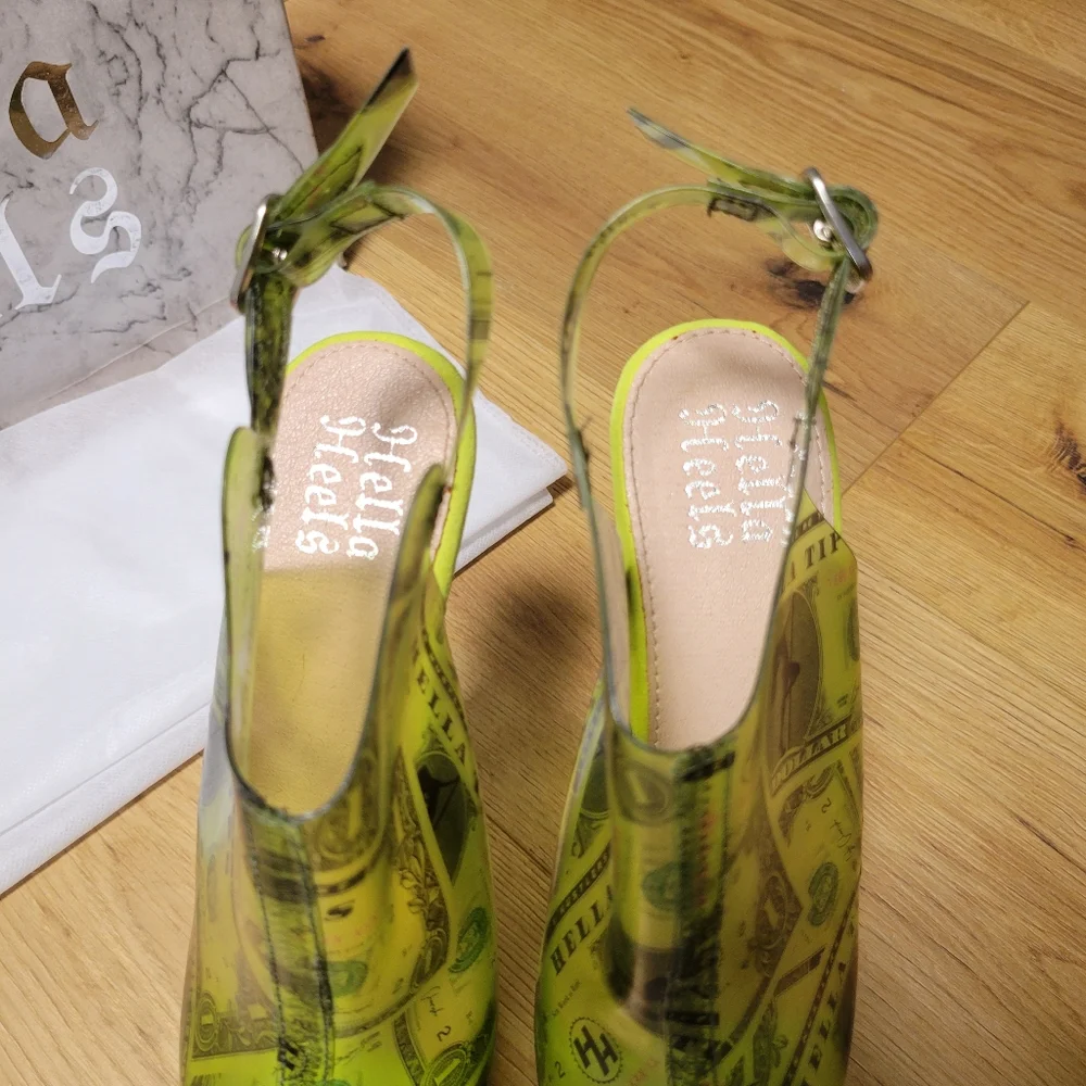 Hella Heels Dancing Dollar$ Stiletto Lime - Picture 4 of 16